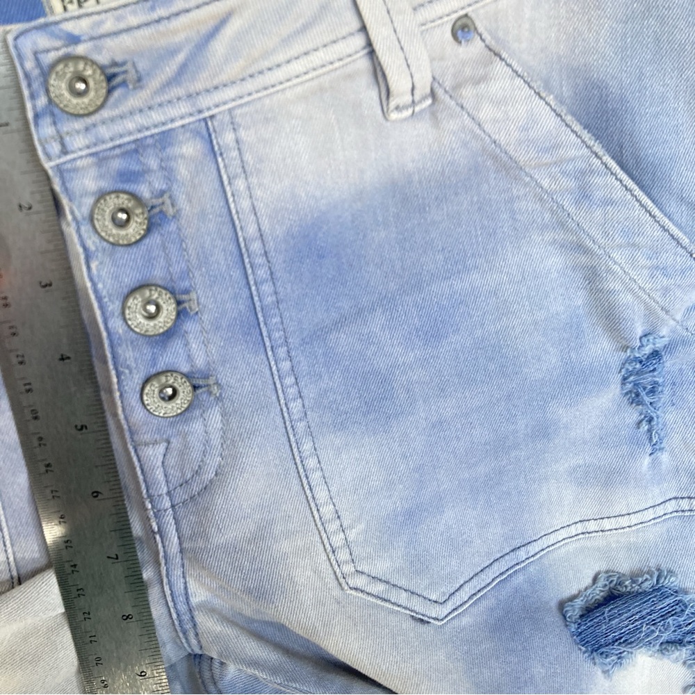 Free People Button Fly Jeans Womens 4 Patch Pocket Light Blue Straight 33x28